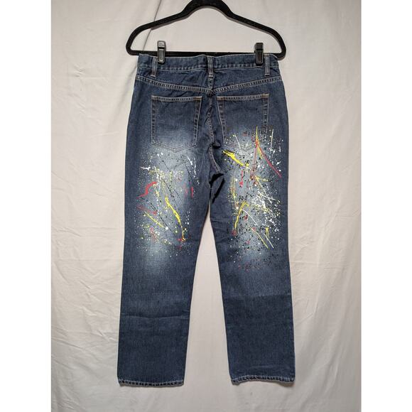 Express Junior's‎ Dark Wash Jeans Artist Paint Splatter Graffiti Size 11/12 - Picture 5 of 10